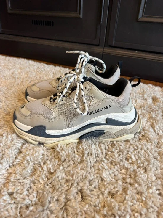 Balenciaga Beige and Black Triple S Style Chunky Sneaker - Picture 3 of 5
